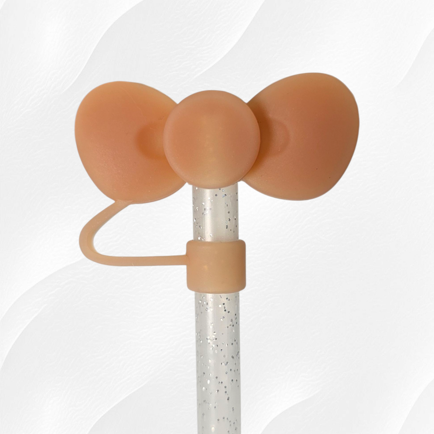 Gingerbread Brown Bow Tie 3D Silicone Straw Topper