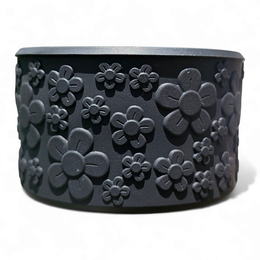Black 3D Flower Textured Silicone Tumbler Boot by Southern Creative Glamour 