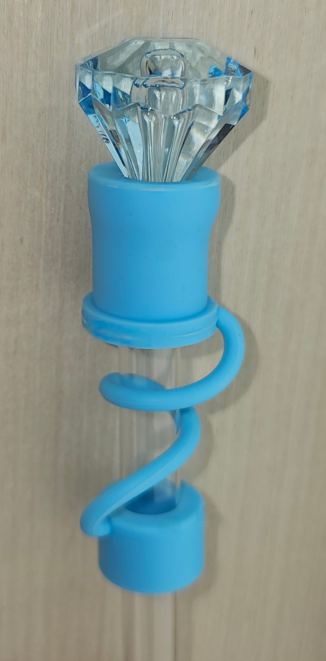 Tiffany Teal Blue Diamond 3D Silicone straw topper  - straw cover  - straw cap. 