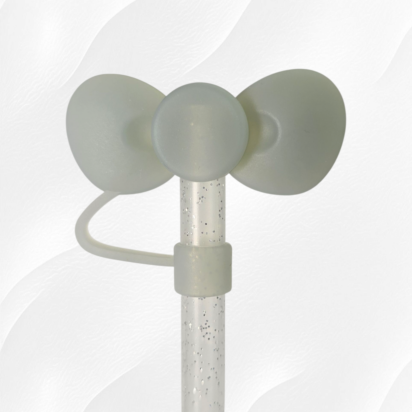 Light Gray Bow Tie 3D Silicone Straw Topper