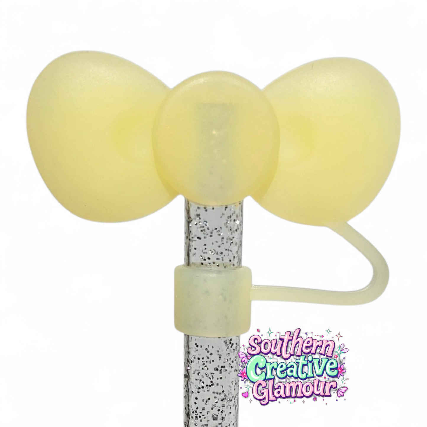 Butter Yellow 3D Bow Silicone Straw Topper | Fits 10mm Straws