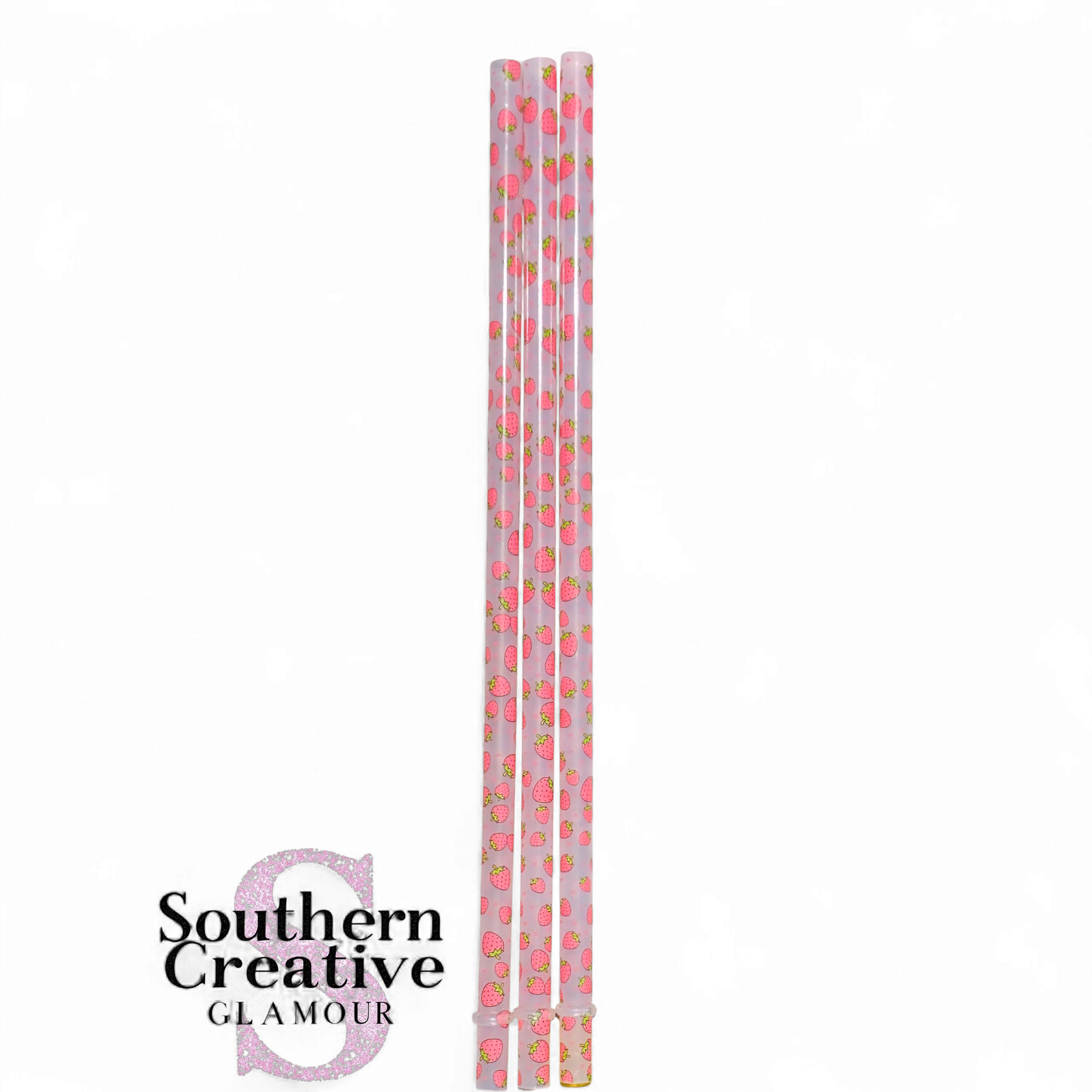 Strawberry 12" Plastic Straw with 10mm diameter by SouthernCreativeGlamour. 10mm Straw Toppers will fit this Straw. 