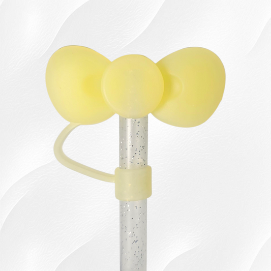 Yellow Bow Tie 3D Silicone Straw Topper