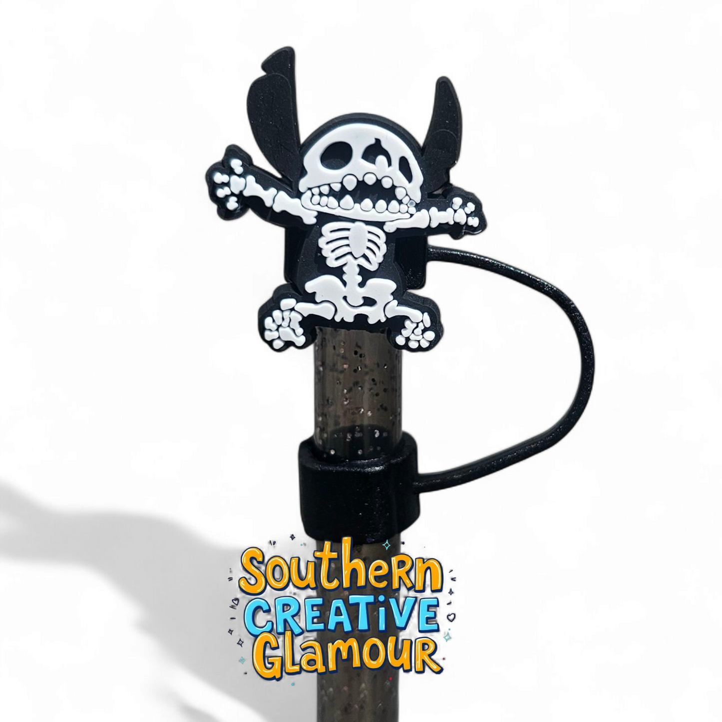 Lilo x Skeleton Inspired Halloween Silicone 10mm Straw Toppers by Southern Creative Glamour 