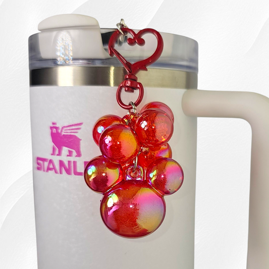 Red jelly beaded mouse charm. 