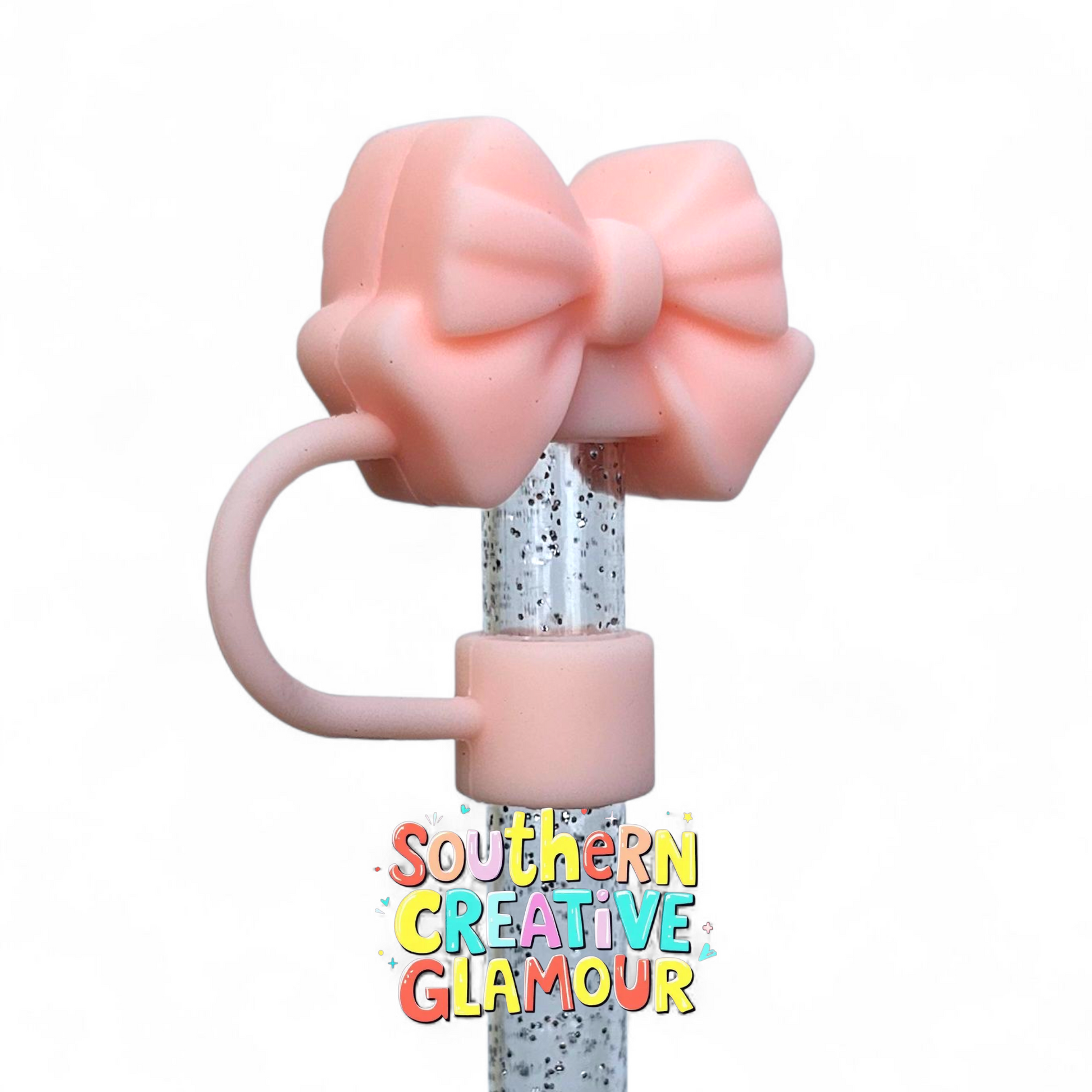Blush Pink 3D Bow 10mm Straw Topper by Southern Creative Glamour 