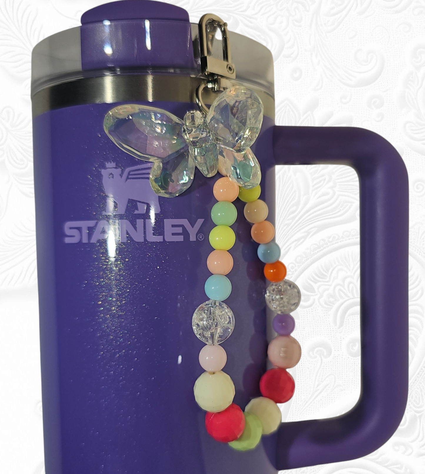 Deluxe Crystal Butterfly Beaded Tumbler Charm