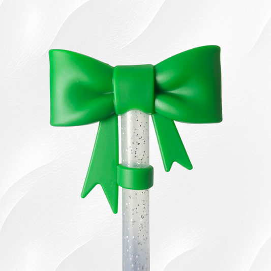 Green Princess Bow 3D Silicone Straw Topper 