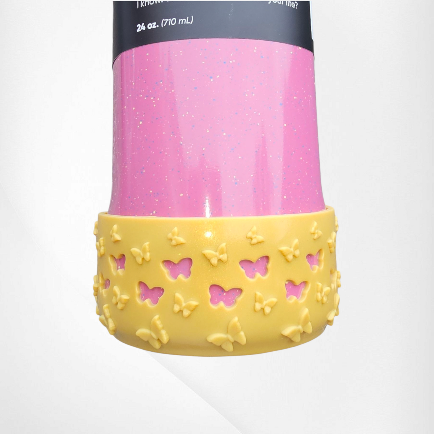 Gold Shimmer 3D Butterfly Silicone Tumbler Boot