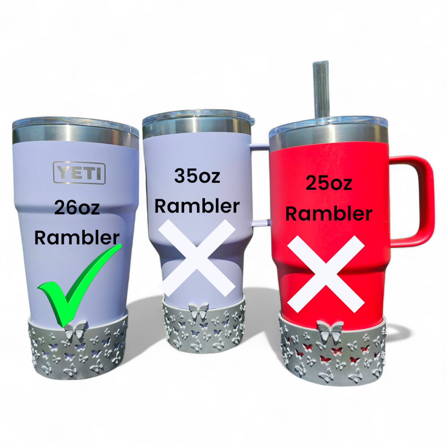 3D Butterfly Silicone Tumbler Boot  - Silver