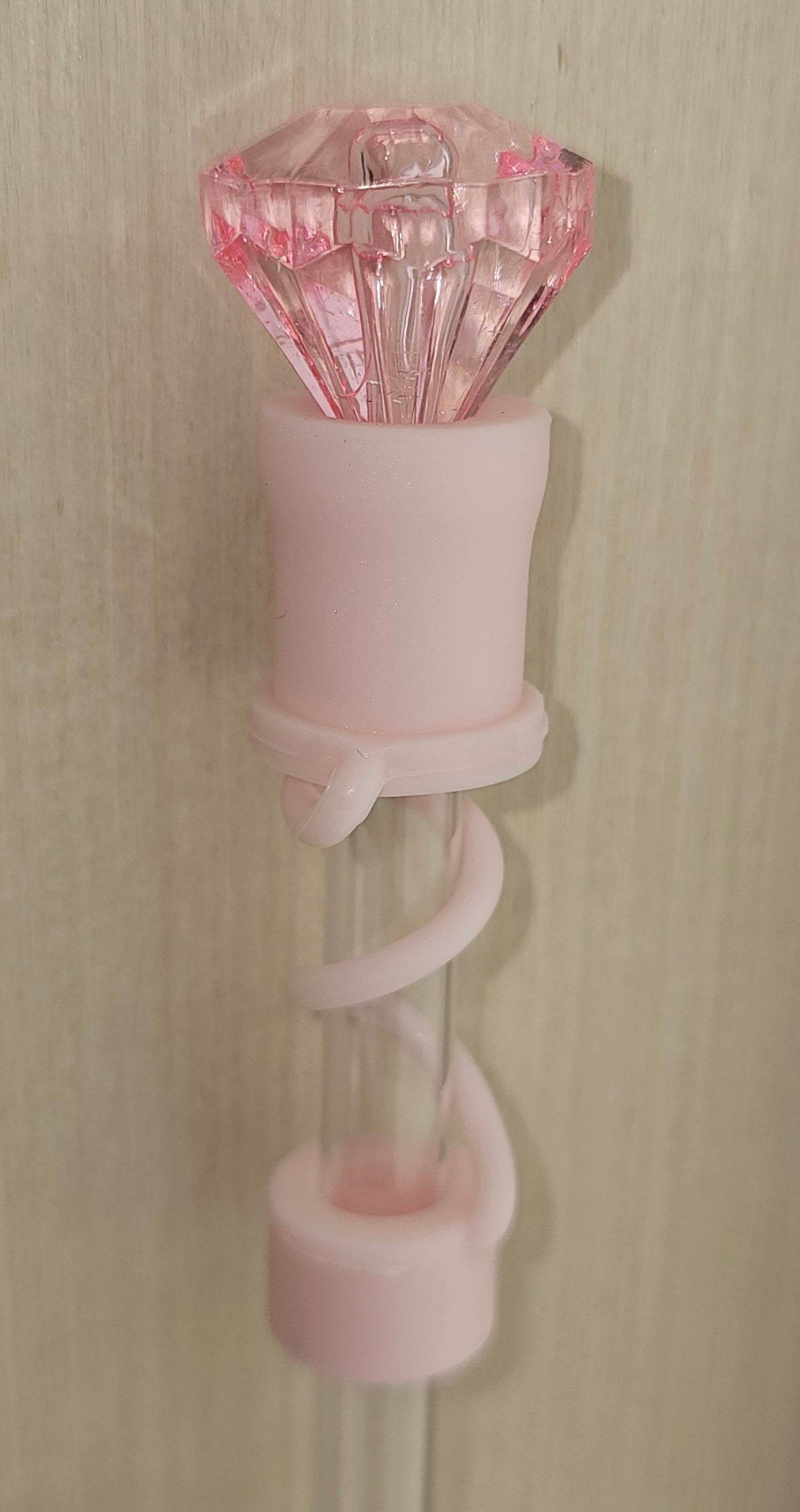 Bubblegum Pink Diamond 3D Silicone straw topper  - straw cover  - straw cap. 