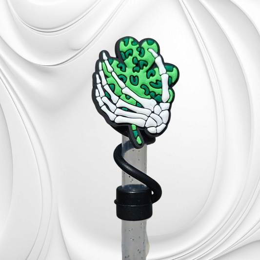 St. Patrick's Day Lucky Skellington 8mm Silicone Straw Toppers