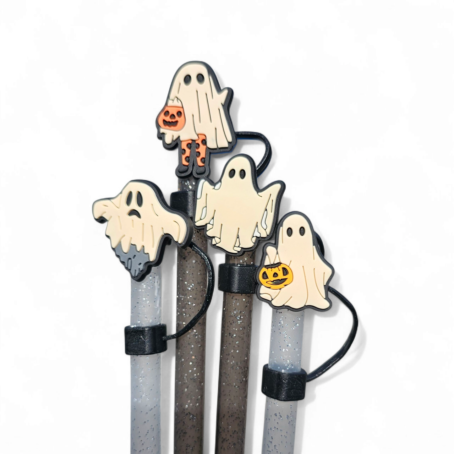 Neutral Halloween Silicone 10mm Straw Toppers