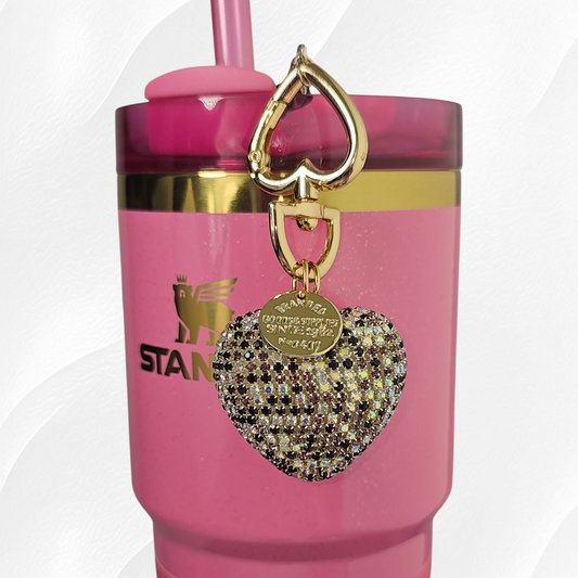 Glitter Heart Charm  - Disco Black & Purple