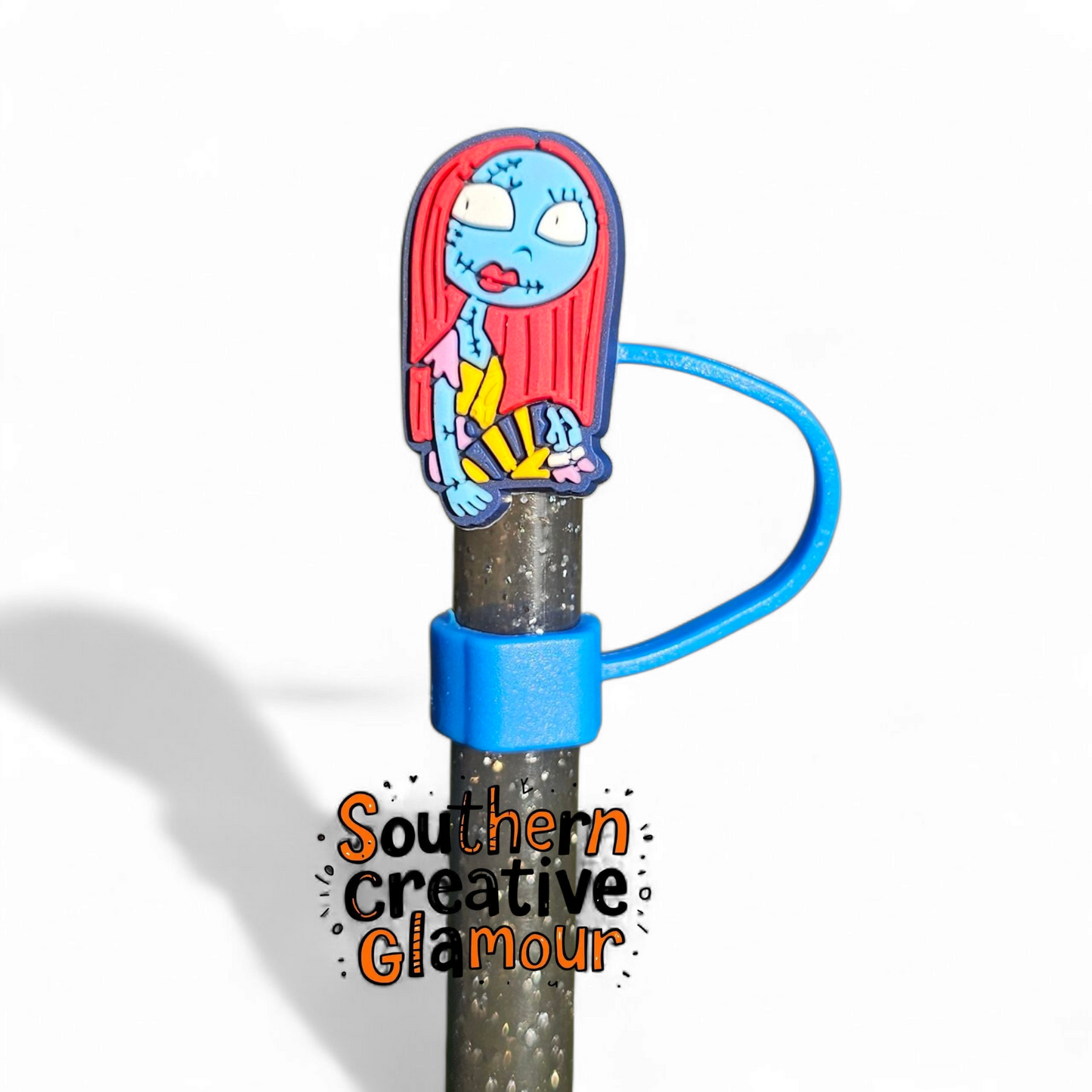 Sally Nightmare Before Christmas inspired Silicone 10mm Straw Topper by Southern Creative Glamour 