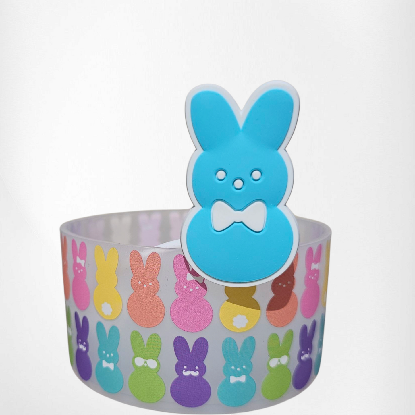 Peeps inspired Easter Bunny Silicone Straw Topper  - Blue