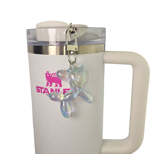 Iridescent Pearlescent blue balloon Dog charm. 
