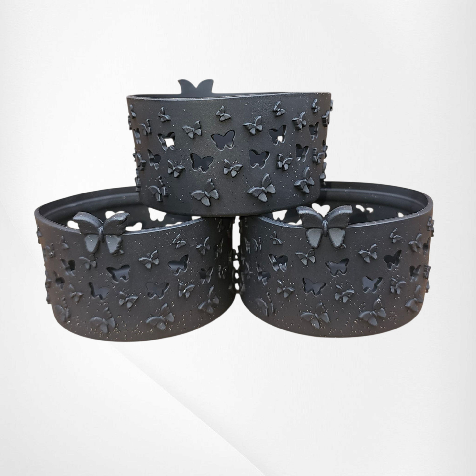 Black Glitter 3D Butterfly Silicone Tumbler Boot 