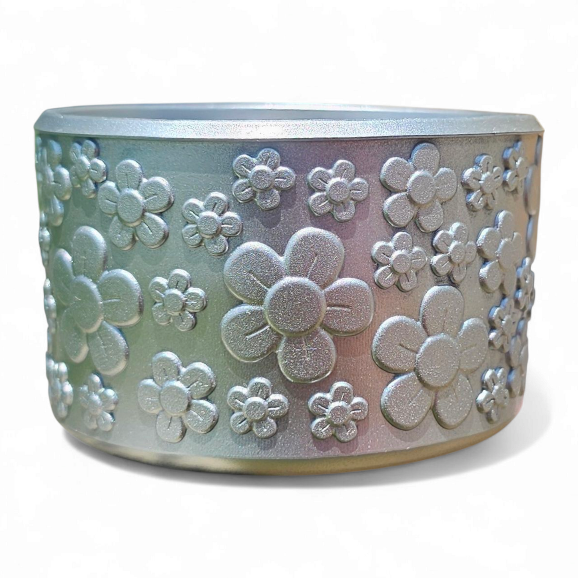 Silver Shimmer 3D Flower Textured Silicone Tumbler Boot by Southern Creative Glamour 