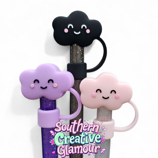 Happy Cloud 3D Silicone 10mm Straw Toppers by Southern Creative Glamour 