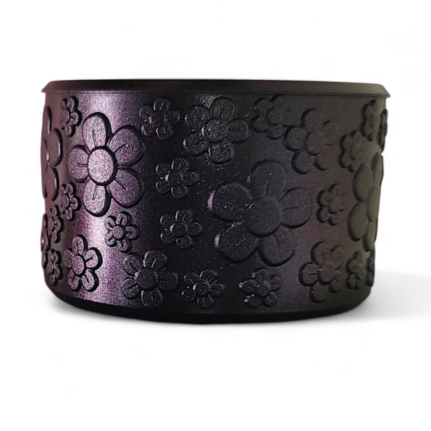 Flower Textured Silicone Tumbler Boot - Purple Chrome Shimmer