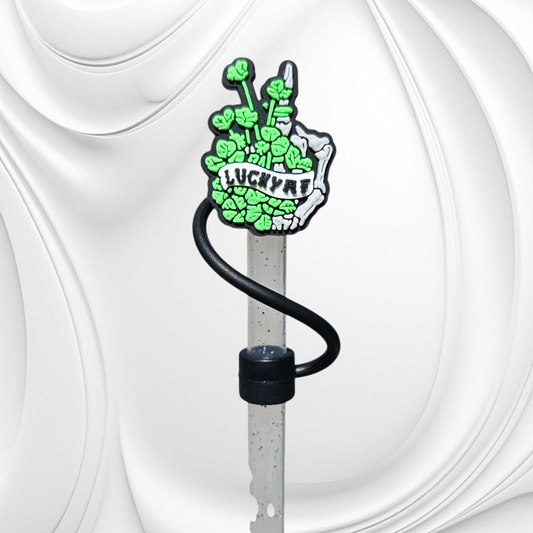 St. Patrick's Day Lucky Skellington 8mn Silicone Straw Toppers