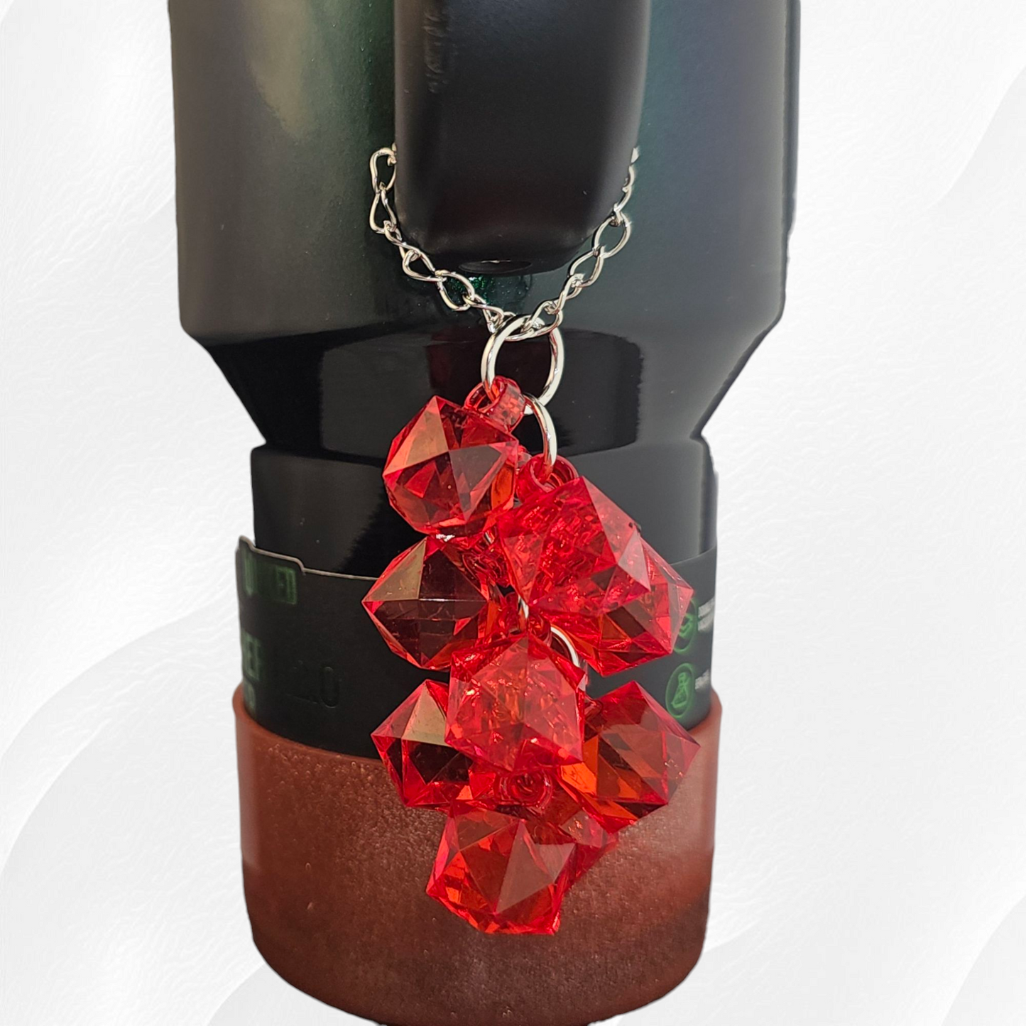 Crystal Beaded Tumbler Charm - Red