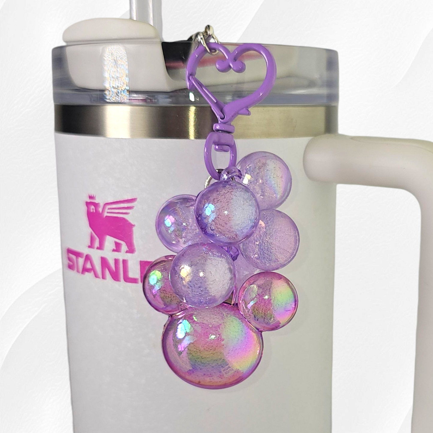 Purple jelly beaded mouse charm. 