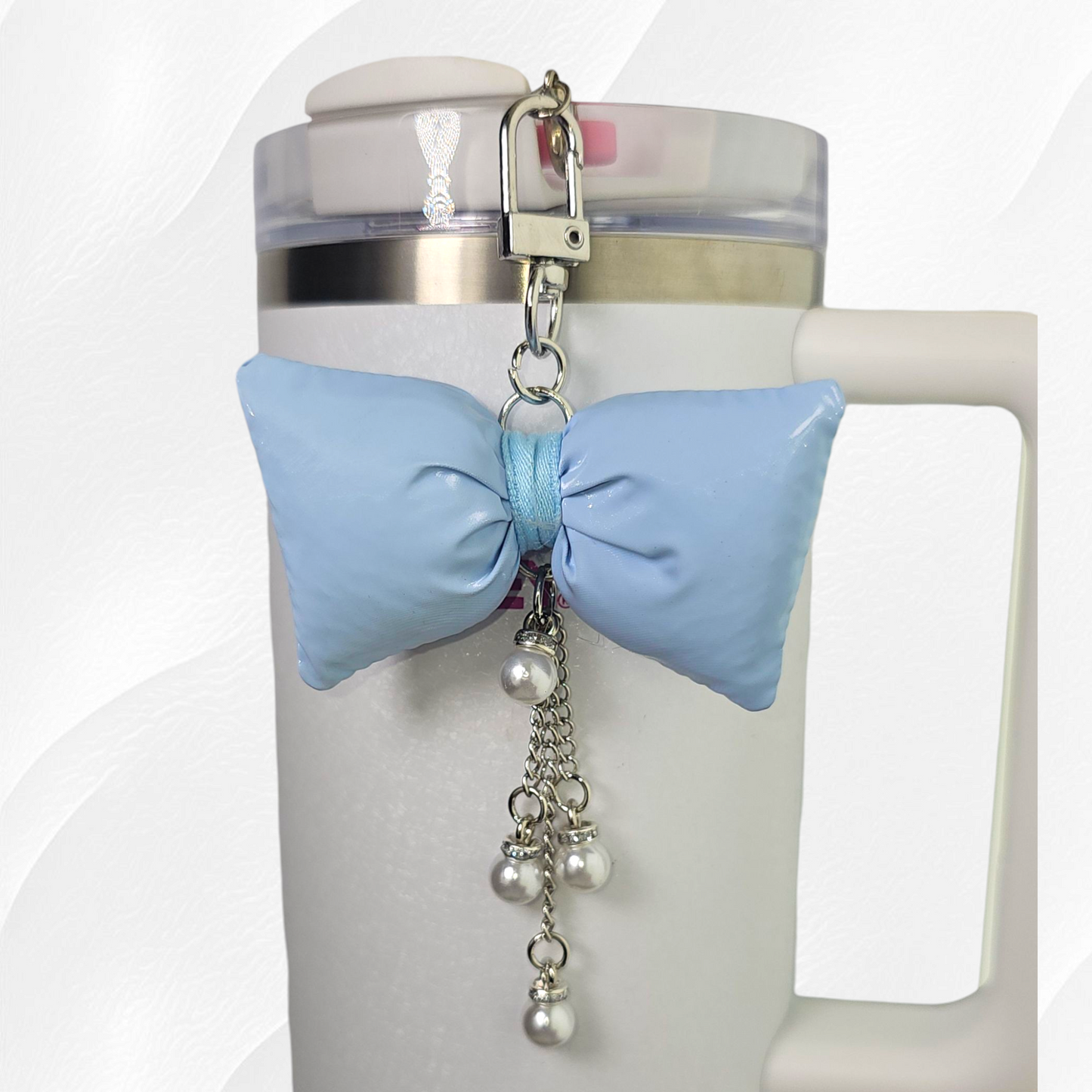 Blue Princess Bow & Pearl Dangle Charm. 