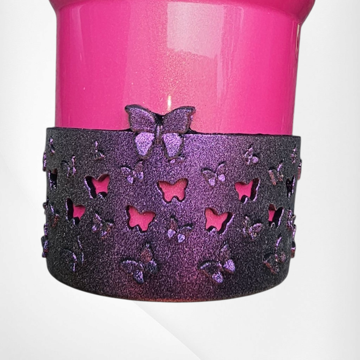 3D Butterfly Silicone Tumbler Boot  - Metallic Purple Shimmer