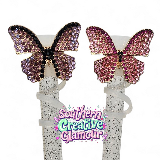 Bling Butterfly 10mm Straw Topper | 10mm Straw Cover by Southern Creative Glamour 
