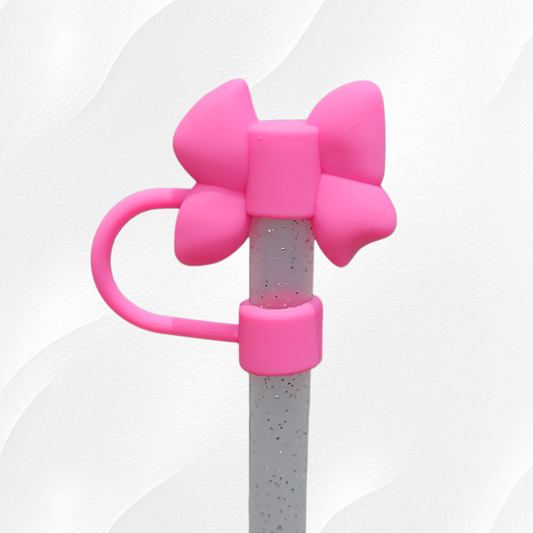 Pink 3D Silicone Bow Straw Topper 