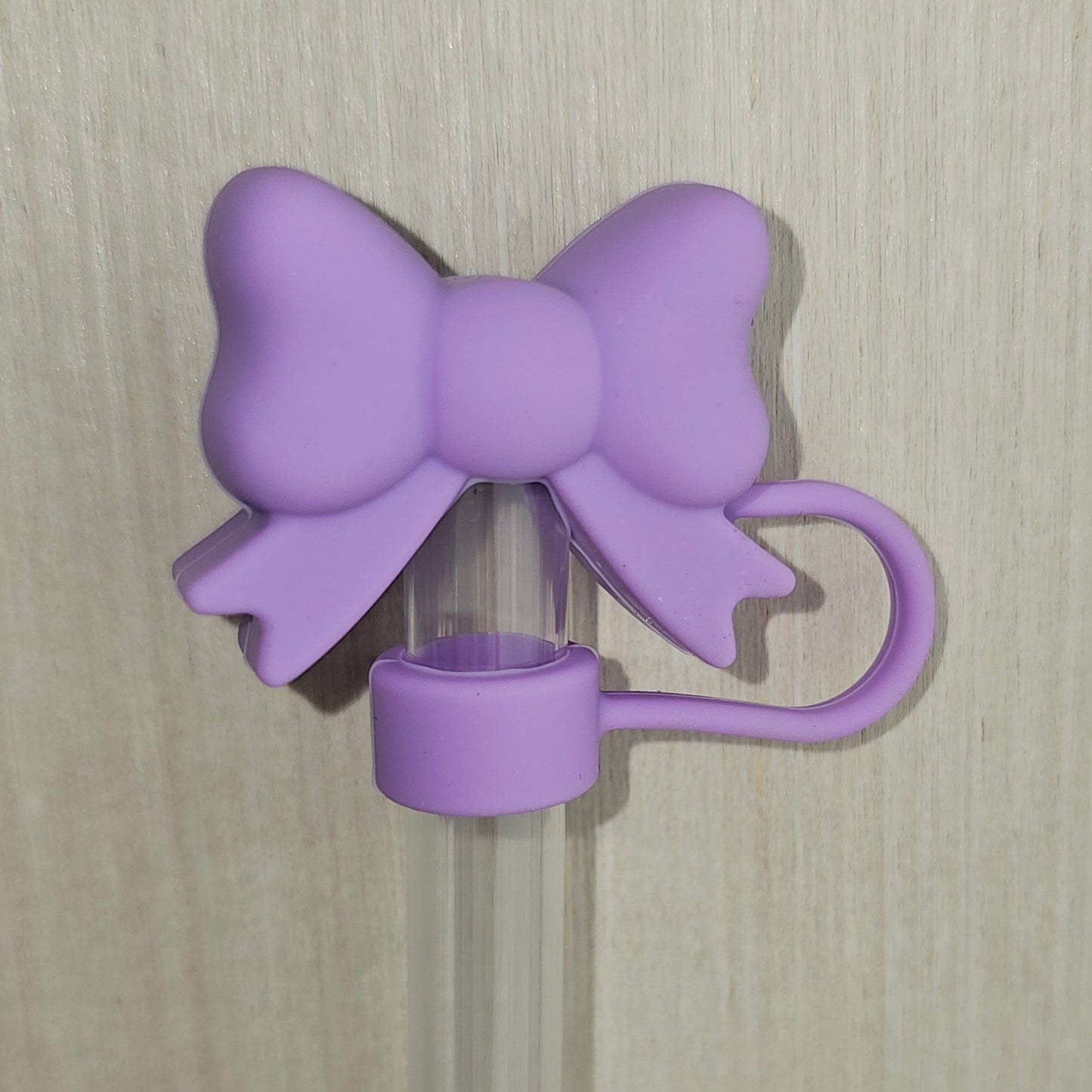 Dahlia Purple Butterfly Ribbon Bow 3D Silicone Straw Topper  - Straw Cover  - Straw Topper 