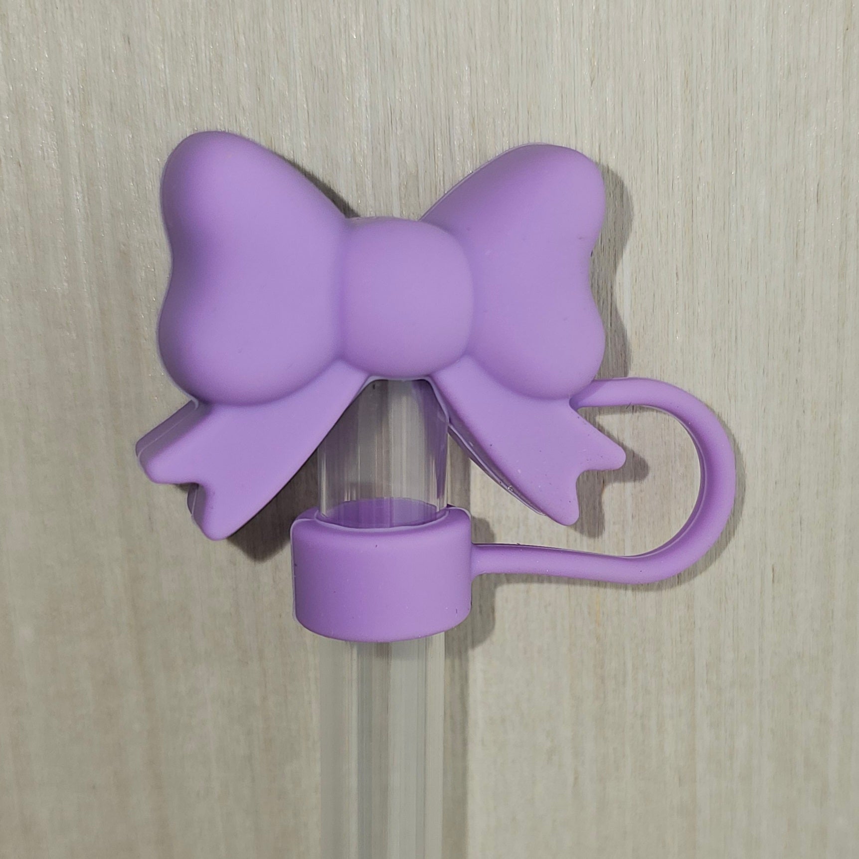Dahlia Purple Butterfly Ribbon Bow 3D Silicone Straw Topper  - Straw Cover  - Straw Topper 