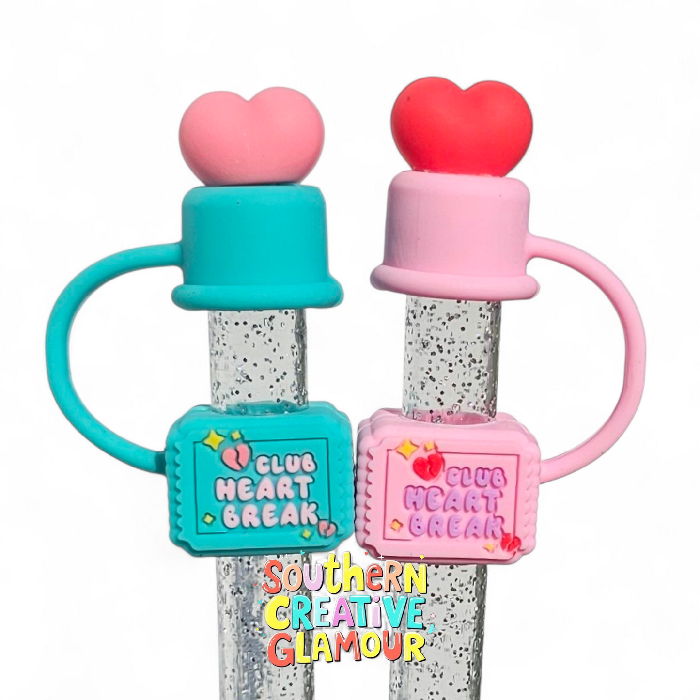 Club Heart Break Silicone 10mm Straw Toppers