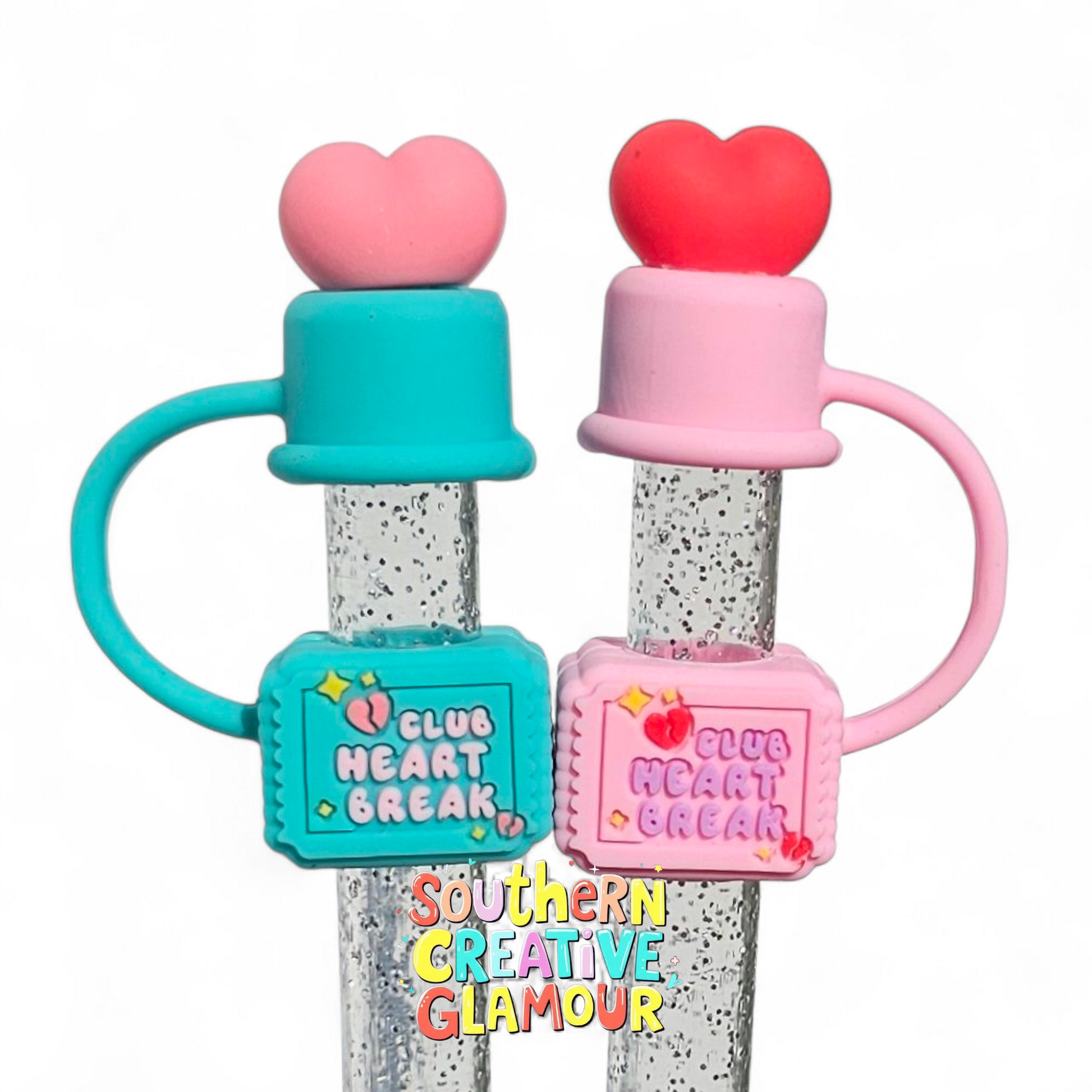 Club Heart Break Silicone 10mm Straw Toppers