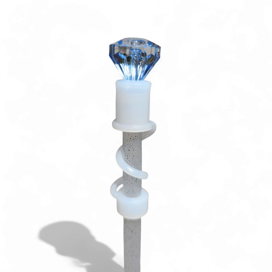 Blue Diamond Straw Topper with Semi-transparent Silicone Straw Topper Base. 