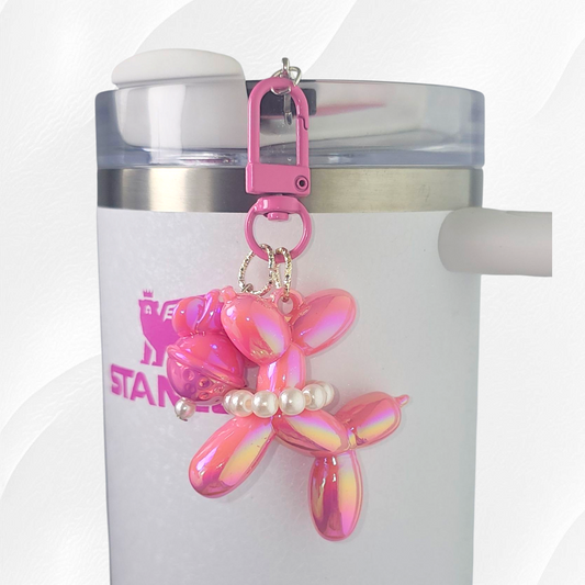 Barbie Pink Balloon Dog and bow tumbler charm. 