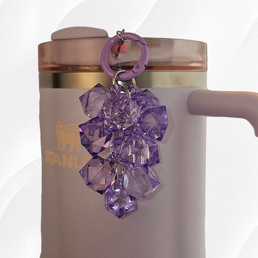 Purple Crystal Beaded Tumbler Charm. Use as a tumbler straw charm or tumbler cup handle charm. 