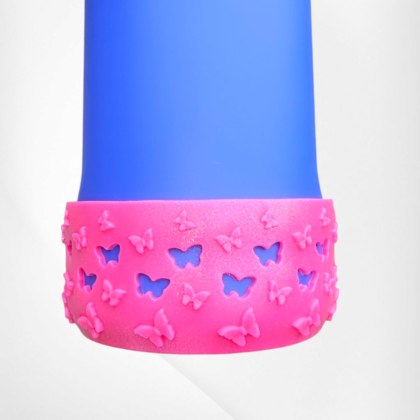 Hot Pink Shimmer Butterfly 3D Silicone Tumbler Boot by Southern Creative Glamour 