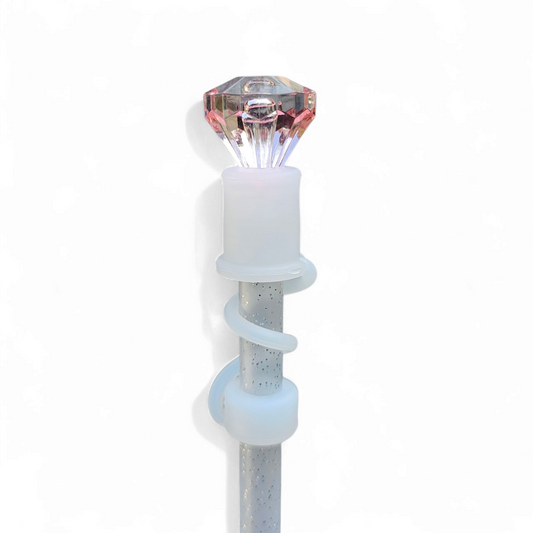 Pink Diamond  | Semi-transparent Silicone 3D Straw Topper