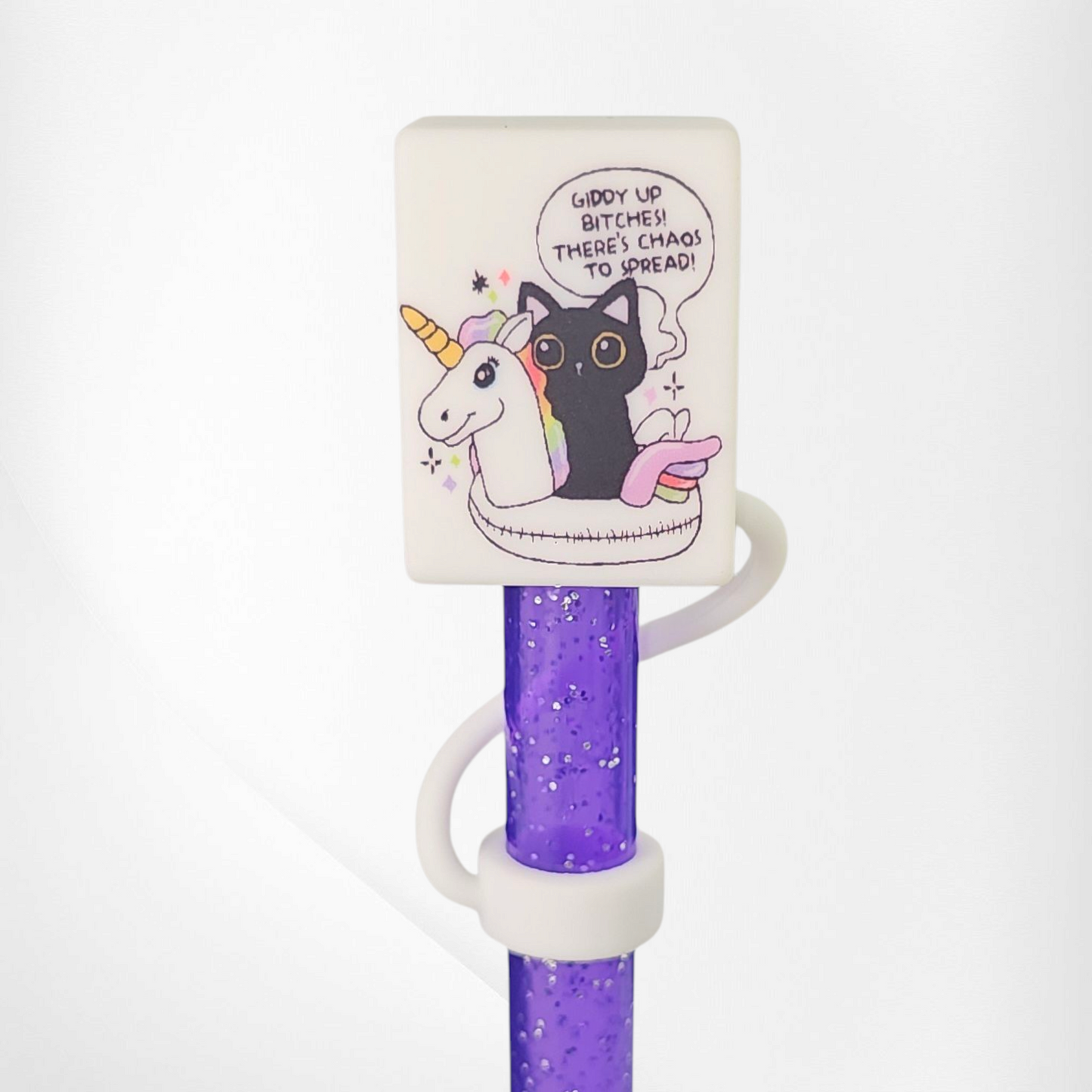 Giddy Up There's Chaos To Spread 3D Silicone Straw Topper