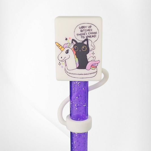 Giddy Up There's Chaos To Spread 3D Silicone Straw Topper