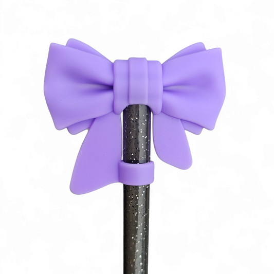 Purple Bow 3D Silicone 10mm Straw Topper by Southern Creative Glamour 