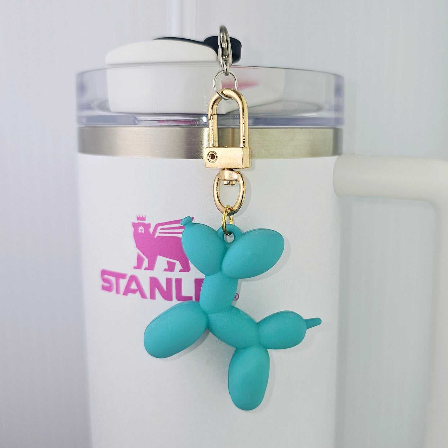Teal Green Balloon Dog Tumbler Charm. 