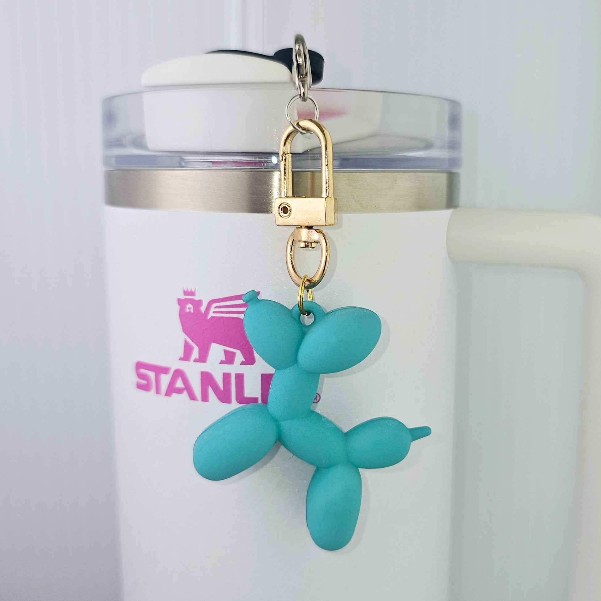 Teal Green Balloon Dog Tumbler Charm. 