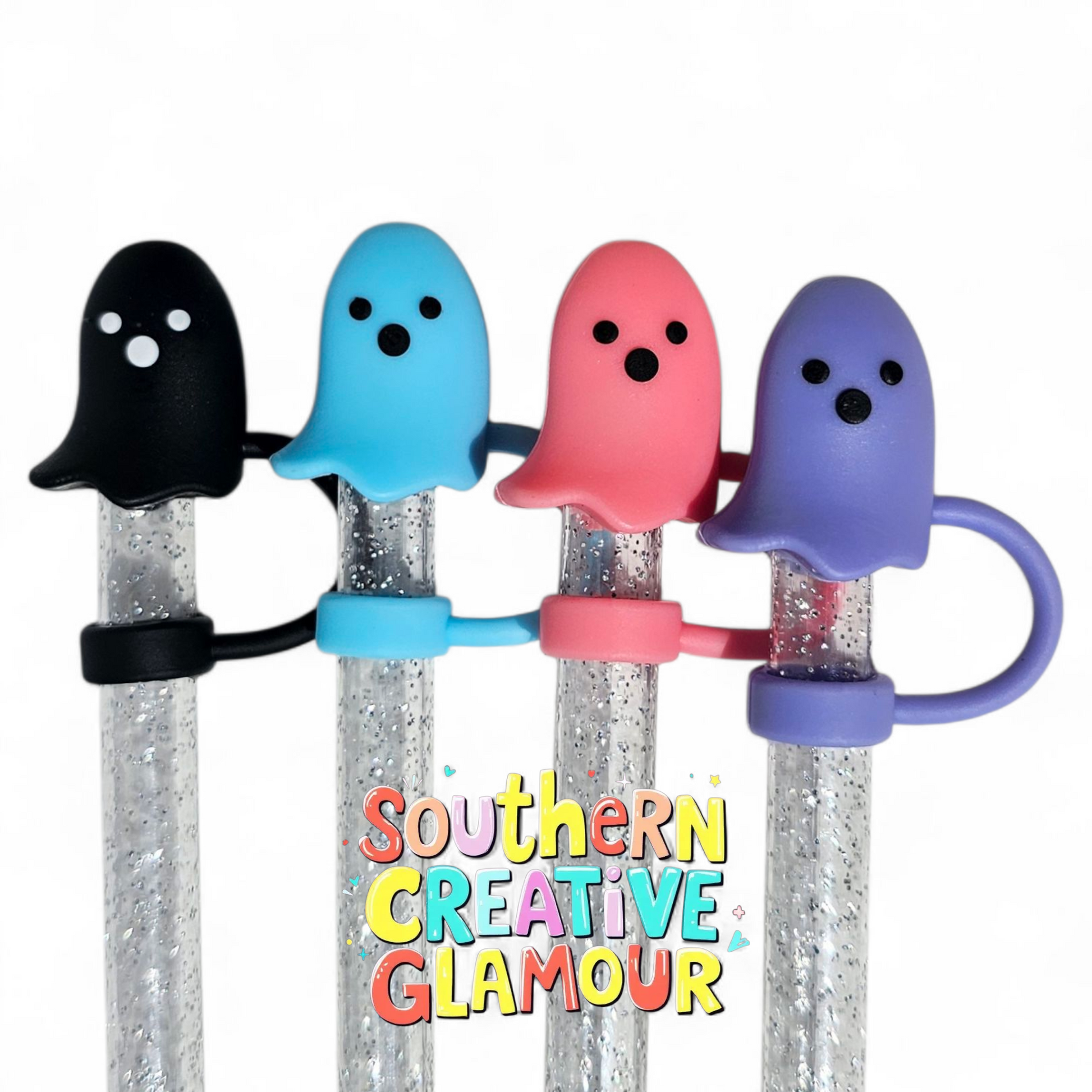 3D Ghost Straw Toppers - 10mm by Southern Creative Glamour 