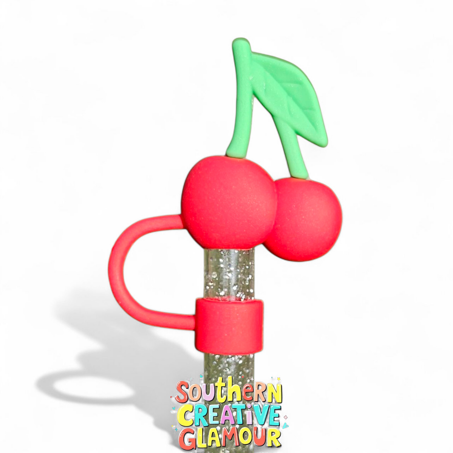 Red Cherries 3D Silicone Straw Topper by Southern Creative Glamour 