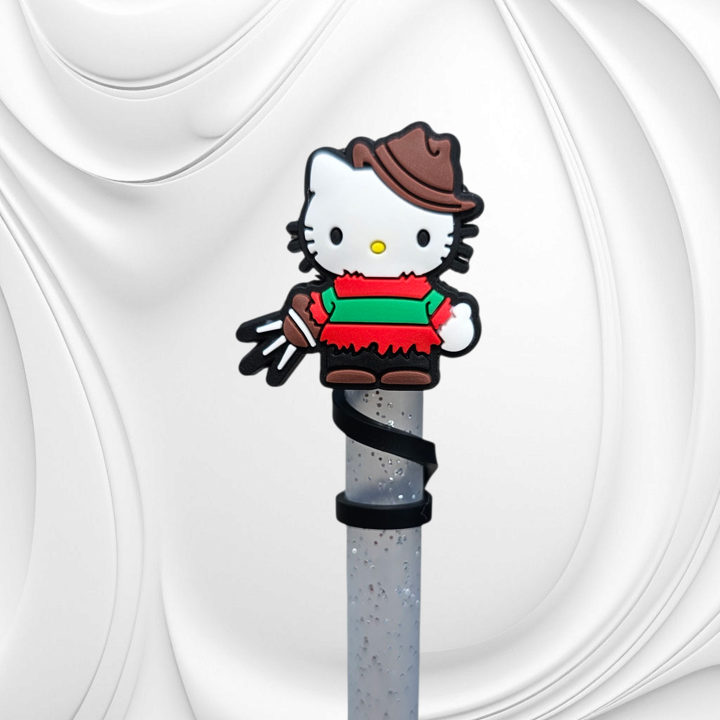 Freddy Hello Kitty inspired Halloween Silicone Straw Topper. 
