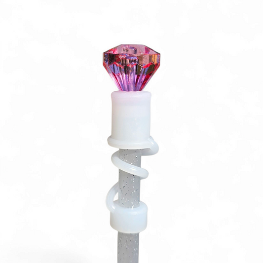 Hot Pink Diamond  | Semi-transparent Silicone 3D Straw Topper